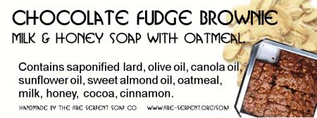 Chocolate fudge brownie milk and honey soap with oatmeal.